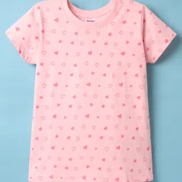 Tango Single Jersey Knit Half Sleeves T-Shirt with Heart Print - Pink-picture-33