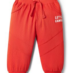 Doodle Poodle Single Jersey Knit Full Length Solid Colour Lounge Pant With Text Print - Red-image-83