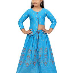 Sangria Girls Turquoise Blue Cotton Lehenga Choli-image-26