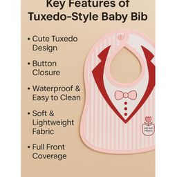 KIDS BASIC Premium Silicone Fruit Mickey Nibbler & 3 Snap Button Tie Printed Bibs - Pink & Multicolor (Pack of 4) image 2