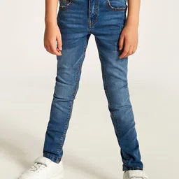 Juniors by Babyshop Boys Cotton Skinny Fit Low Distress Light Fade Jeans-65