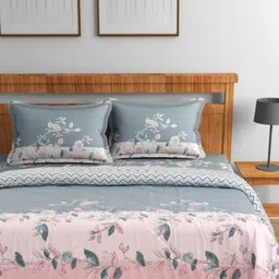 Florida Pink & Grey Set of 4 Floral AC Room Double Bed Comforter-9