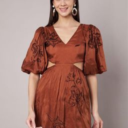 Amagyaa Embellished Satin A-Line Mini Dress-image-37
