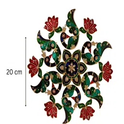 Kala Samarpan Green & Red Meenakari Foldable Rangoli With Centerpiece image 3