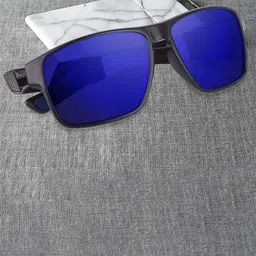 LEGEND EYEWEAR Unisex Blue Lens & Black Square Sunglasses with UV Protected Lens-image-70
