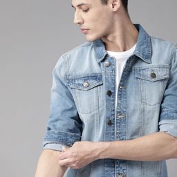 Roadster Men Blue Washed Denim Jacket-image-81