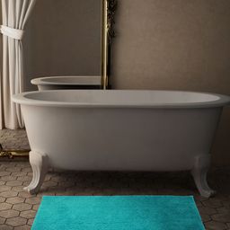 CORE Designed by SPACES Blue Solid 1600 GSM Rectangular Bath Rug image 1