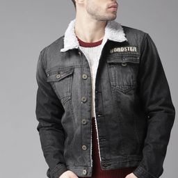 The Roadster Lifestyle Co Men Charcoal Grey Washed Denim Jacket-image-44
