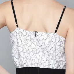 SASSAFRAS White & Black Basic Jumpsuit with Lace Inserts image 5