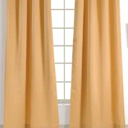 Swayam Polyster Plain dyed Design Single Piece 5 ft Window Curtain (60 L x 48 W inches), Beige image 2