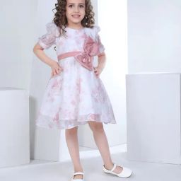 Peppermint Kids White & Peach Floral Print Dress-image-11