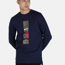 Puma One8 Peacoat Slim Fit Printed Sweatshirt-image-97