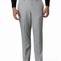 Louis Philippe Grey Slim Fit Texture Trousers-picture-5