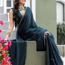 VRAGI Beads and Stones Pure Chiffon Saree-image-74