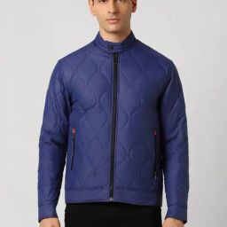Van Heusen Blue Cotton Regular Fit Quilted Jacket-picture-25