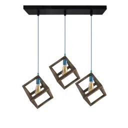 Homesake 3-Lights Linear Cluster Brown Wooden Modern Nordic Cube Hanging Light  (Bulb not included)-image-81