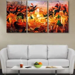 999Store Brown Historical War Fight Art 3 Frame Canvas Paintings-23