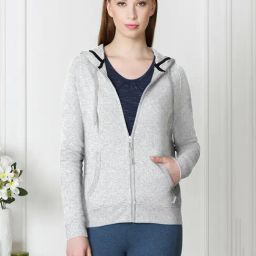 Van Heusen Athleisure Comfort Fit Antiviral Smart Tech+ Solid Hoodie - Grey Melange-image-51