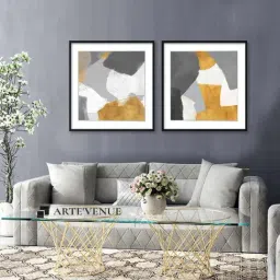 ARTE'VENUE Coordinating Colors Grey & Yellow Paper Wall Arts - Set of 2 (29 X 29 inch Each)-10