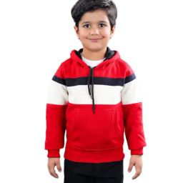 Ahhaaaa Kids Red Solid Hoodie-image-13
