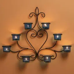 Homesake 'Halloween' Black & Blue Metal 8-in-1 Wall Candle Holder With Tea Light Candle-image-28