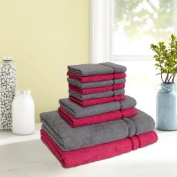 Spaces Seasons Best QD Coral & Grey 380 GSM Cotton Towel Set - Set of 10-image-33