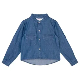Budding Bees Boys Blue Solid Full Sleeves Shirt-image-94