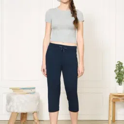 Van Heusen Navy Cotton Capris-image-35