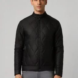 Van Heusen Black Cotton Regular Fit Quilted Jacket-image-87
