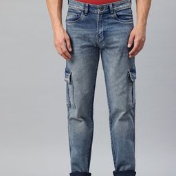Rodamo Men Relaxed Fit Light Fade Stretchable Cargo Jeans-image-95