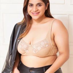 Clovia Beige Cotton Floral Print Full Coverage Bra-image-2