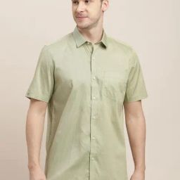 Turtle Olive Cotton Regular Fit Printed Shirt-image-67