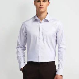 Arrow Purple Cotton Slim Fit Self Pattern Shirt-image-65
