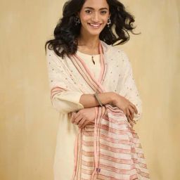 Fabindia Peach Polka Dot Dupatta-10