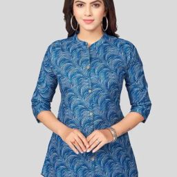 Saree Swarg Blue Printed Short Kurti-picture-13