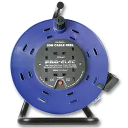PRO ELEC MAINS EXTENSION REEL, 4 OUTLET, UK, 20M, 2200-4-20M-10