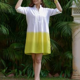 INAAYA JAIPUR Women Tie and Dyed Mandarin Collar Above Knee A-Line Dress-image-42