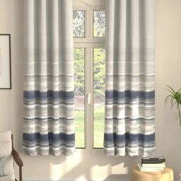 Urban Space Polyester Blackout Grey & Blue Abstract 8 ft Long Door Curtains - Set of 2-29
