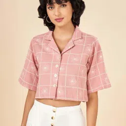 Akkriti by Pantaloons Pink Printed Cropped Shirt-image-52