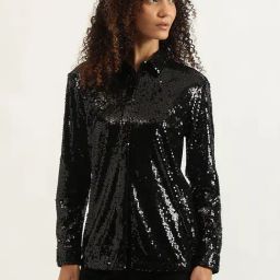 United Colors Of Benetton Black Polyester Regular Fit Embellished Casual Shirt-image-50