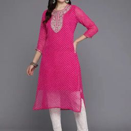Indo Era Pink Embroidered Straight Kurta-image-62