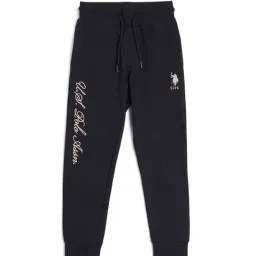 US Polo Kids Boys Blue Cotton Embroidery Joggers-image-55