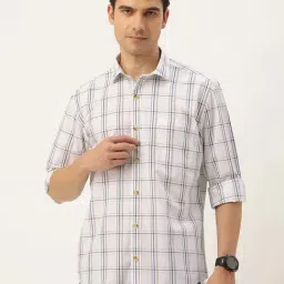 Burnt Umber Brown Regular Fit Check Shirt-image-80