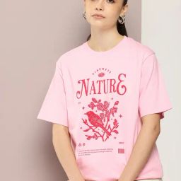 Dillinger Pink Cotton Printed Oversized T-Shirt-image-69