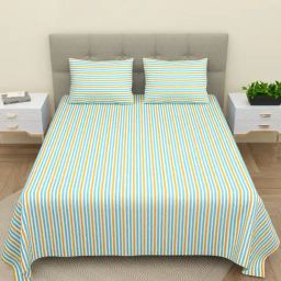 BELLA CASA Printed Green 220 TC Cotton Super King Bedsheet with 2 Pillow Covers-picture-17