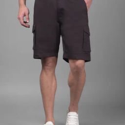 Crimsoune Club Brown Cotton Slim Fit Cargo Shorts-image-92