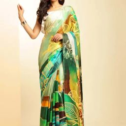 navyasa by liva Multicolor Printed Saree With Unstitched Blouse-32