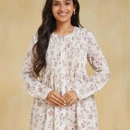Fabindia White Printed Tunic-image-16
