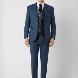 Van Heusen Self-Design Slim-Fit Single-Breasted Three Piece Suits-image-96