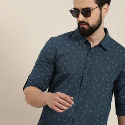 Moda Rapido Slim Fit Geometric Printed Pure Cotton Casual Shirt-picture-55